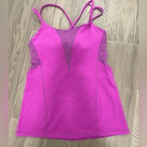 Lululemon‎ Fuchsia Athletic Compression Mesh Cross Back Tank Top Size 8